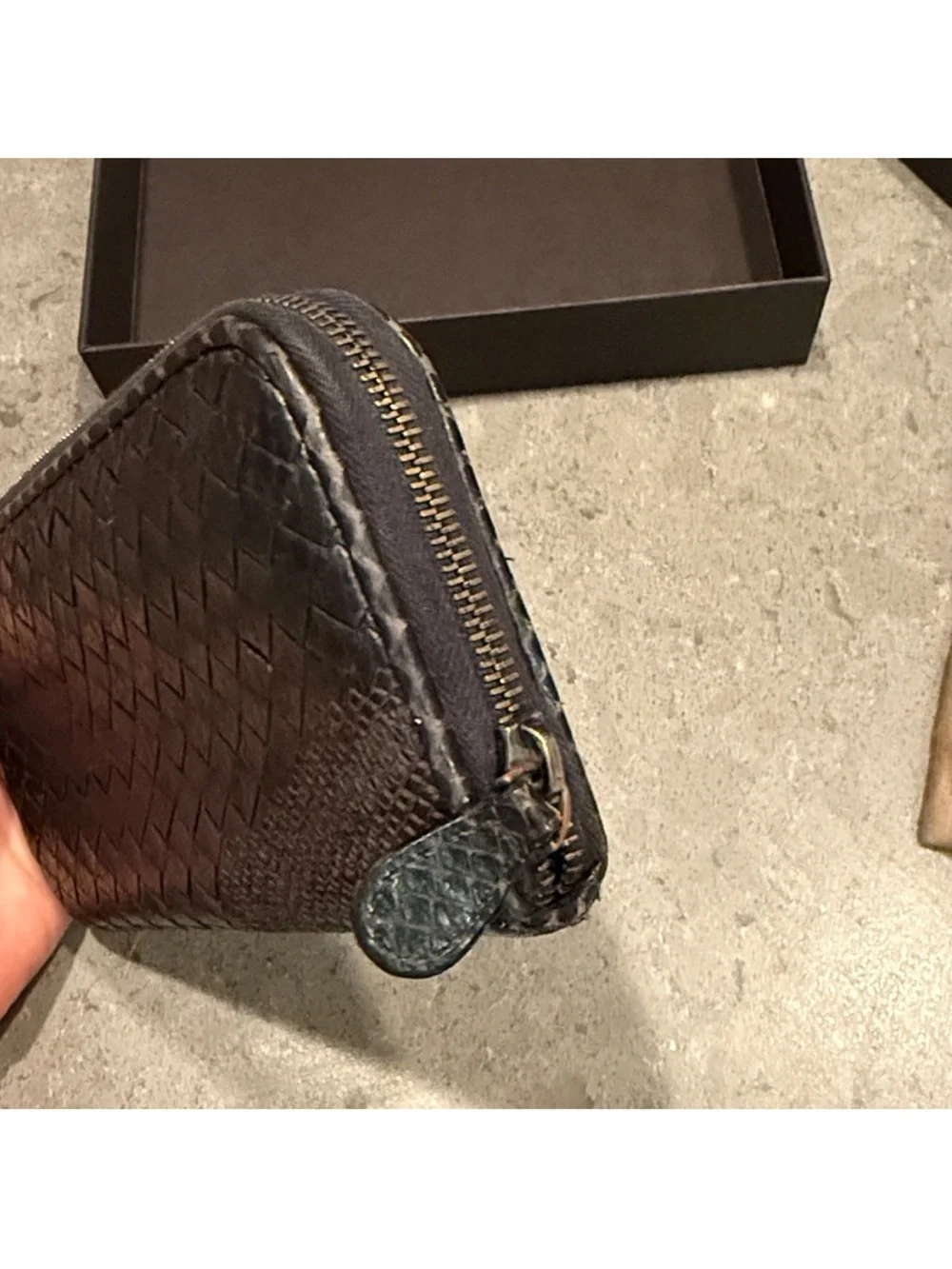 Bottega Veneta Black Intrecciato Leather Pouch